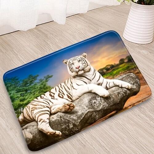 Animal Bathroom Mat Tigers Horse Elephant Rhino Penguin White Unicorn Whale Leopard Ocean Snow Bedroom Kitchen Non-Slip Carpets