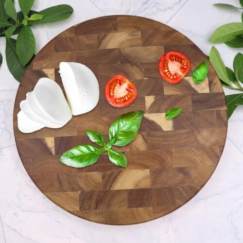 Jaswehome Round Acacia Wood Cutting Board Wooden Chopping Blocks End-grain Serving Boards Wooden Board for The Kitchen