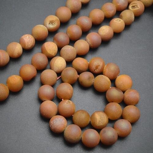 6mm 8mm 10mm 12mm Champagne Wine Color Electroplating Geode Drusy Stone Round Loose Beads