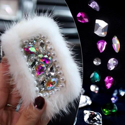 Lovely Czech Crystal Leather Car Key Case White Black Furry Key Bag Chain Ring Holder Great Gift for Girlfriend Wife