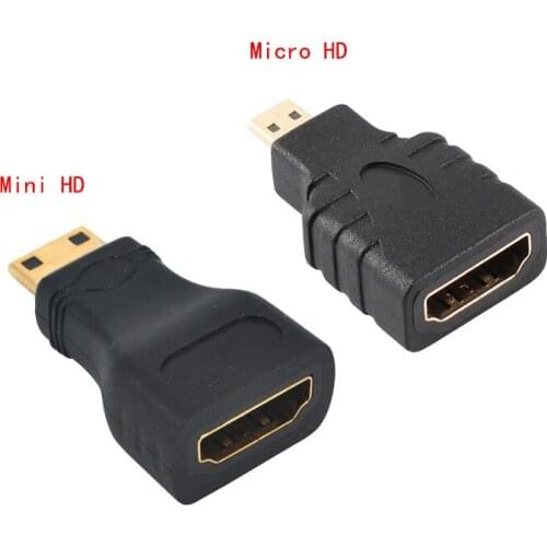 2 pcs/lot Male Mini HDMI To HDMI + Micro HDMI To HDMI Female Adapter Converter Connector for Xbox 360 HDTV TV Wholesale