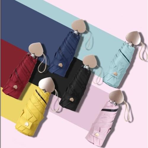 Mini Folding Umbrella Rain Women Parasol Small Sun Umbrella Pocket Windproof Soild Color Students Sombrilla Gift