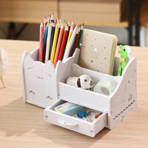 Multifunction School Desk Pen Pencils Drawer Case Storage Box Table Simple Pencil Shelf Holder Office Stationery Supplies