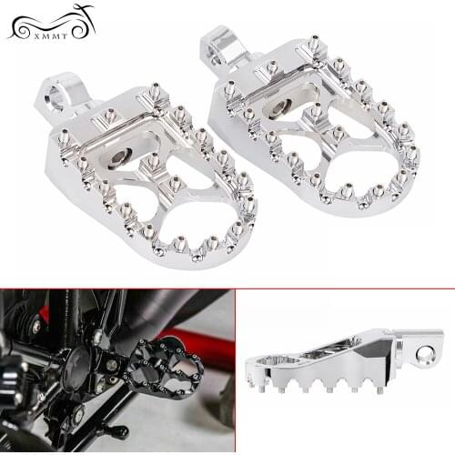 Motorcycle Footpegs Front Wide Foot Peg MX Style For Harley Road Glide Softail Models Chrome CNC Aluminum 2Pcs