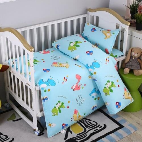 2021 New Yellow 100% Cotton Newborn Bedding Set Baby Cot Cartoon Children Kids Mat Cover Duvet Cover Pillowcase for baby