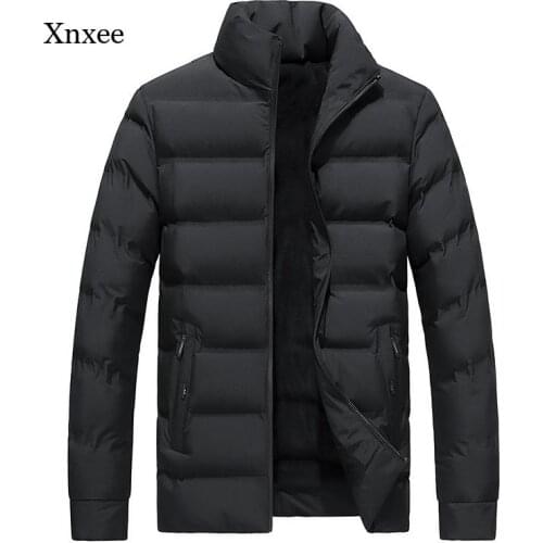 Autumn and Winter Mens Jackets Thick Coats Jackets Down Jackets Stand-Up Collar Zipper Warm Black Mens Jackets