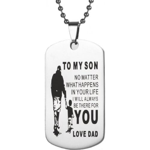 Stainless Steel Dad To Son Necklace Dad Love You Pendant Jewelry Gifts