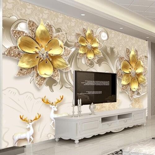 Custom 3D Wallpaper European Style 3D Jewelry Flowers Wall Painting Living Room TV Background Photo Mural Wall Papers Home Decor