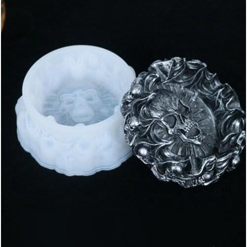 Transparent Silicone Resin Mold Skull Head Ashtray Mold DIY Crystal Epoxy Mirror Ashtray Silicone Mold