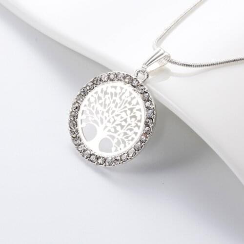Dropshipping Tree Of Life Necklace Popular Crystal Necklaces Personalize Round Small Pendant Necklace Choker Bijoux Collier Gift
