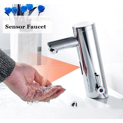 ULGKSD Bathroom Sensor Faucet Hot Cold Battery Power Automatic Hand Touch Sensor Faucets Mixer Tap Para Basin Bathroom
