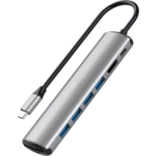 USB C Hub 8 in 1 Portable Aluminum Alloy Hub With USB C Charging USB Compatible for More Type C Devices EM88