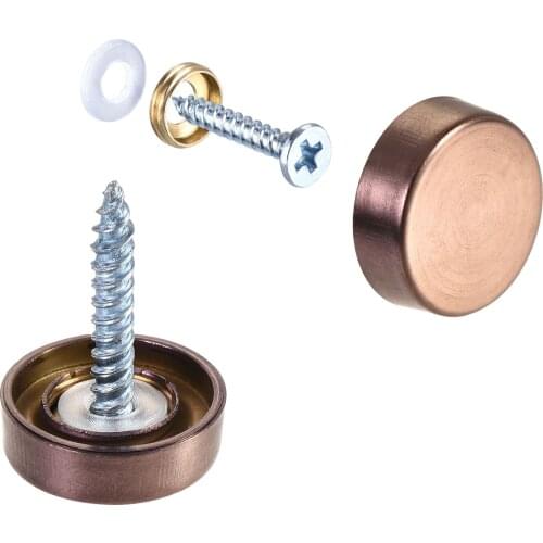 Uxcell Mirror Screws, 16mm/0.63", 10pcs Decorative Cap Fasteners Cover Nails, Wire Drawing, Rose Gold 304 Stainless Steel