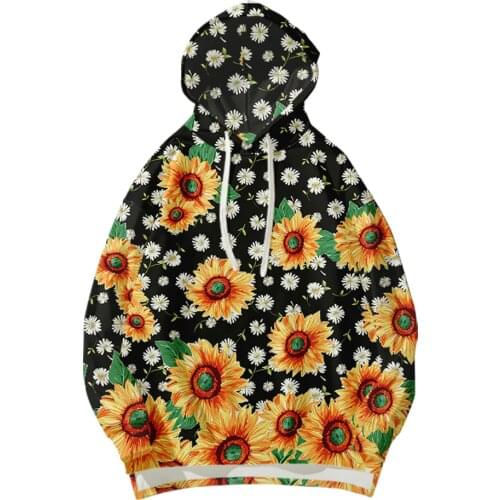 Flower 3D Print Womens Hoodie Loose Long Sleeve Casual Fashion Vintage Floral Sunflower Women sweatshirt hoodies