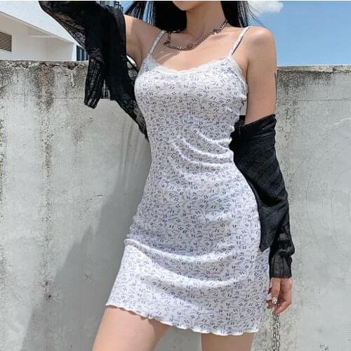Women’s Summer Sexy Suspender Mini Dress Stylish Floral Lace V-neck Backless High-waist Short Slim Dress Clubwear