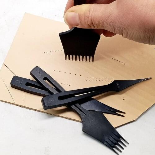 1 2 5 9 teeth Black color stainless steel Hand polished French Style Leather Stitching Chisel 2.7/3.0/3.38/3.85mm Prong