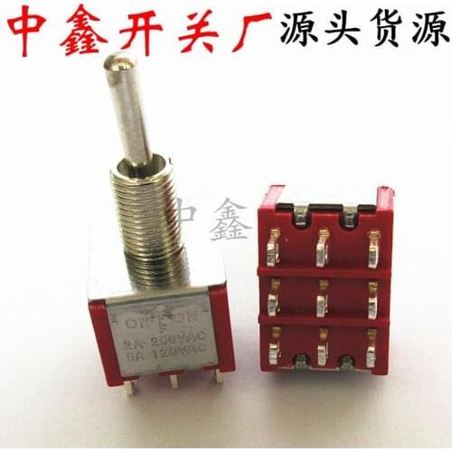 10pcs Red toggle switch MTS-303 rocker switch 9 feet 3 files rocker toggle switch miniature power switch