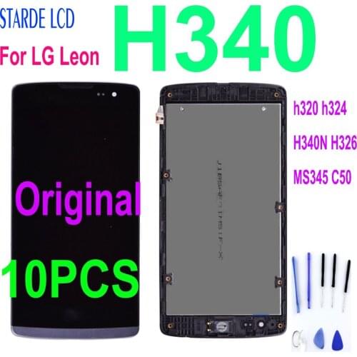 10PCS Original For LG Leon H340 h320 h324 H340N H326 MS345 C50 LCD Display Touch Screen Digitizer Assembly with frame