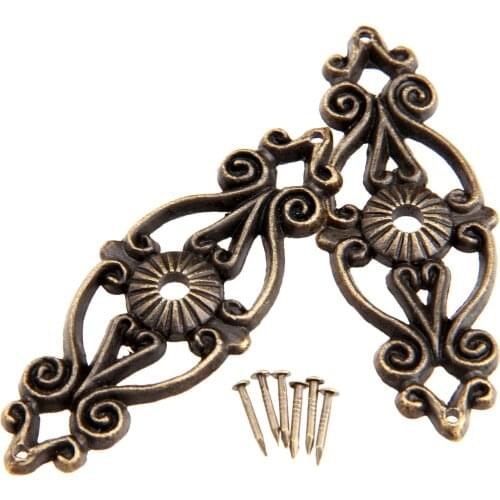 2Pcs Antique Decorative Jewelry Box Corner Feet Leg Wooden Case Corner Protector Furniture Fittings