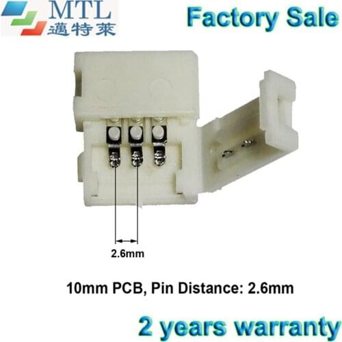 3 Pin strip connector for indoor strip, 100pcs/lot, 10mm width 2.6mm pin distance for WW+CW strip to strip, Factory Wholesale