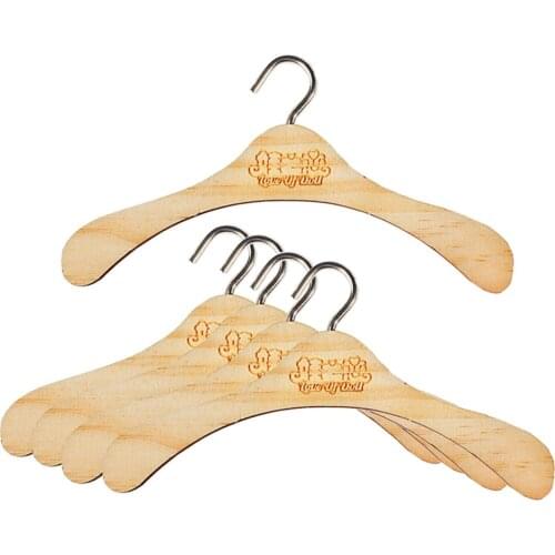 5 Packs Wood Dolls Garments Hanger Metal Hook Dolls Furniture Accessory