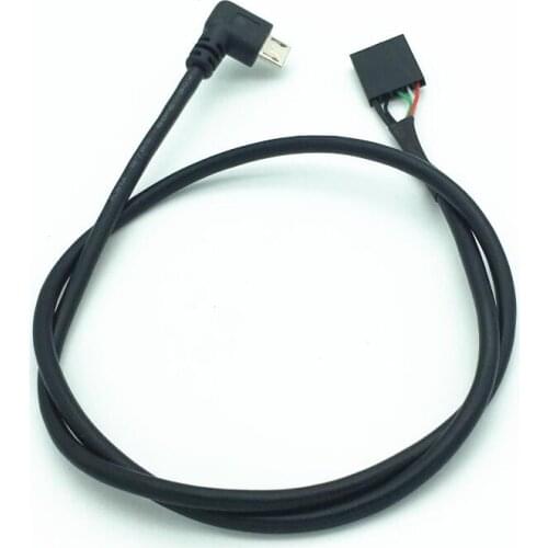 50CM usb micro 5P Male 90 Right angle to 1x 5Pin Female 2.54 USB header motherboard cable