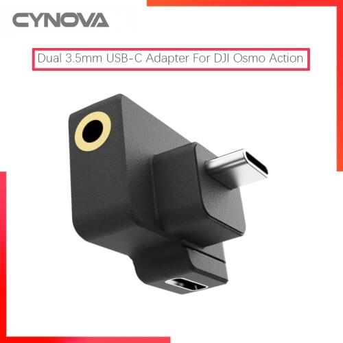 CYNOVA DJI Osmo Action Dual 3.5mm USB-C Adapter for DJI OSMO Action Enhances Sound Quality While Charging or Data Transmission