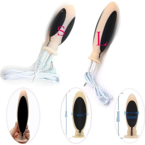 Bipolar Electric Shock Silicone Anal Vaginal stimulator Plug Prostate Massage Butt Dilator SM Man or woman masturbating Sex Toys