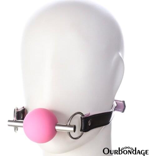 Ourbondage PU Leather 3 Color Ball Gag With Stick Open Mouth Gag Muzzle Strap BDSM Bondage For Men and Women Sex Toys