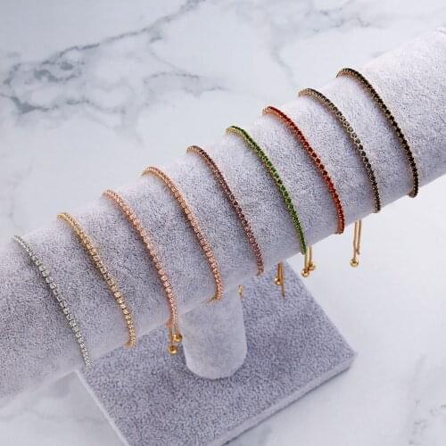 2/3/4mm Fashion Charm CZ Tennis Bracelet For Women Crystal Zircon Jewelry Adjustable Gold Silver Color Box Chain Bracelets Gift