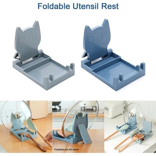 Kitchen Pot Lid Holder Spoon Rest Foldable Washable Utensil Rest Lid Organizer For Kitchenware Accessories Gadgets Tools