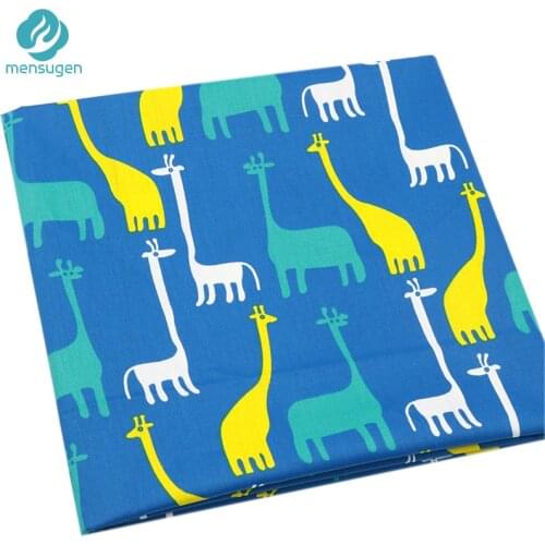 Mensugen Cartoon Giraffe Cotton Fabric for Patchwork Quilting Babyboy Bedding Sheet Cribs Blanket Pillows Sewing Material