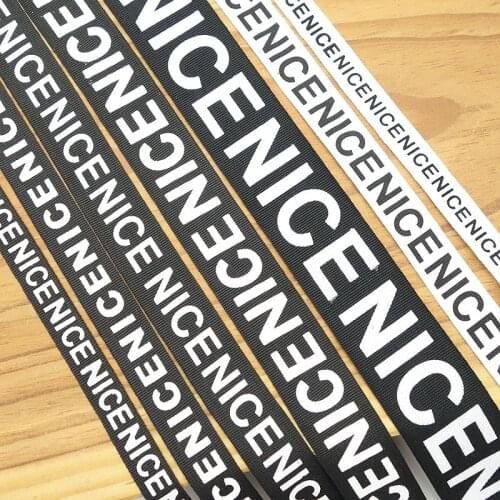 1METER /SET Garment ribbon black and white English letter printing Ribbon clothing shoes and hats decoration belt thread ribbon