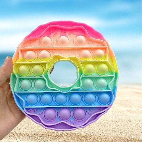 Hot New Design Doughnuts Donuts Shape Push Pop Bubble Fidget Sensory Toys Special Needs Silicone Squeeze Sensory Toy for Kids