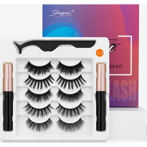 3D Mink Magnetic Eyelashes Waterproof Lasting Magnet Eyeliner Tweezers Handmade Repeated Use Makeup Extension False Lashes Set