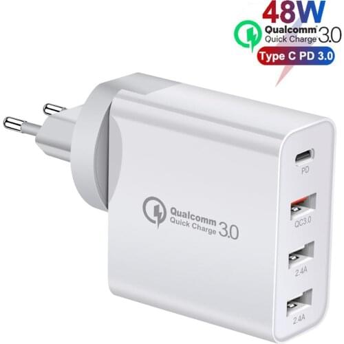48W USB PD Charger Quick Charge 3.0 Fast Charger for Samsung iPhone XS Max Huawei iPad Pro Fast Wall Charger US EU Plug Adapter