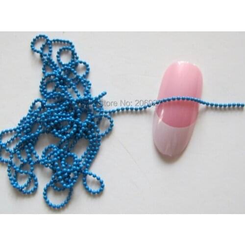 MDA-10 1M Blue 1.0MM Tiny Beads Without Facets Chain Shape Metal Nail Decoration