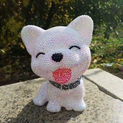 Cute Sparkling Puppy Piggy Bank Full Rhinestone Coin Saving Box Bling Deposit Box Dog Miniature Figurine Cash Box Home Decor
