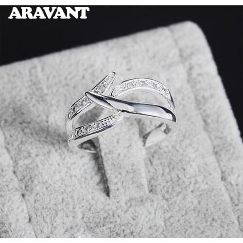 Fashion 925 Silver Zircon Finger Ring For Women Wedding Jewelry Gift
