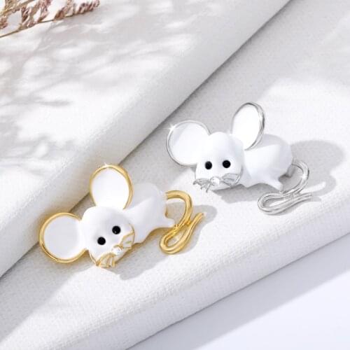 Fashion Mouse Pearl Brooch Pin Men Rhinestone Rat Animal Brooches For Women Baby Gold Female Jewelry Accessories Pins Gifts