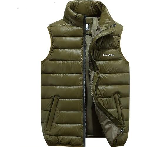 Winter Mens Sleeveless Jacket Big Sizes Black Vest Autumn Casual Warm Thick Coats Male Cotton-Padded Fashion Men Waistcoat Vest