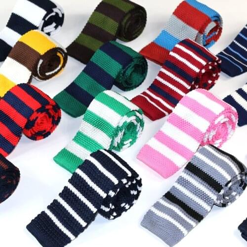 Mens ties Polyester Knit neckties for men Brand fashion Striped Knitted Neck Tie for Party Business