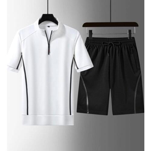 2021 Summer New Casual Men Sweat Suit Loose Soft Fitness T-shirt Shorts Set for Daily Leisure Life Male Simple Sportswear Set