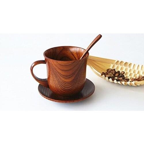 50set 3pcs/set Wooden Cup Saucer Spoon Set Coffee Tea Tools Accessories Creative Christmas Gift For Friend Family ZA5167