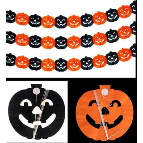 New Paper Chain Garland Decorations Pumpkin Bat Ghost Spider Skull Shape Halloween Decor Garland Deco