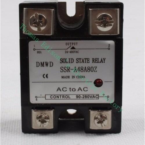 DMWD SSR-80AA input 90-280V AC output 24-480V AC SSR 80AA single phase 80A solid state relay with indicator SSR-A48A80Z