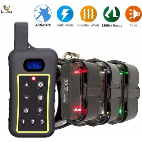 1200M Hunting Dog Shock Collar Training Anti-Bark Collar With Remote Rechargeable Beep Vibration Waterproof Static Pets E-Collar