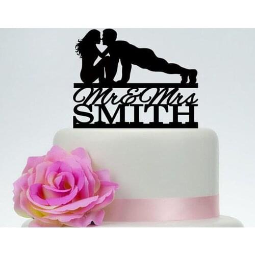 Personalized Wedding Fitness Cake Topper,Gym Training ,Bodybuilder Cake Topper,Custom Boy & Girl ,with Last Name Cake Topper