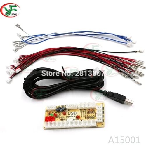 PC Zero Delay Arcade USB Encoder Board Joystick Controller With 5Pin Sanwa Wires For MAME PC Fighting Game Fit Happ Buttons