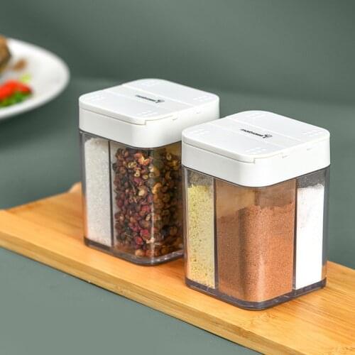 Four Grid Seasoning Jars Plastic Storage Container Pepper Bottles Salt Shakers Holder Kitchen Organizer And Storage Container